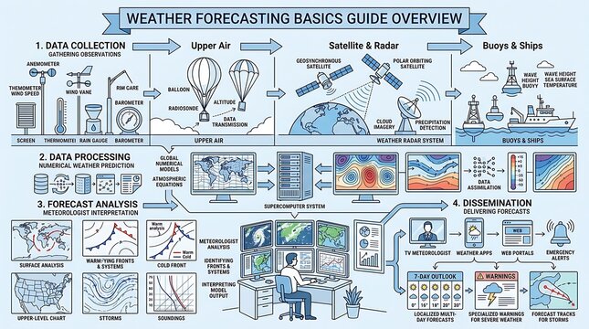Comprehensive weather forecasting and meteorological data process guide