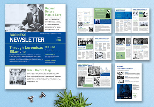 Newsletter Template with Blue Accents