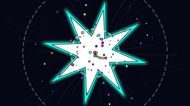 Animated Retro Game Style Explosion Effect with Colorful Particles