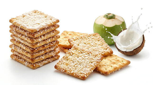 Crunchy square biscuits topped with a sweet, savory, and delicious layer of white coconut cream