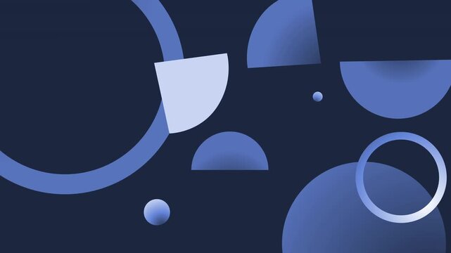 Abstract geometric composition circles half circles and rings background animation