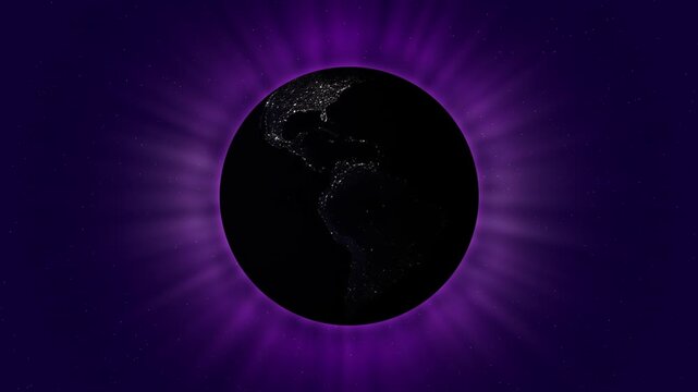 A view from space of a planet and the glow behind it, space background