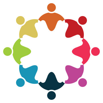 Colorful Graphic of People in Circle Representing Collaboration and Unity