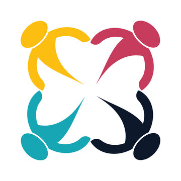 Colorful Abstract Figures Forming Unity and Connection in a Circular Format