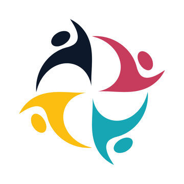 Colorful Abstract People Figures in Dynamic Poses for Community Representation