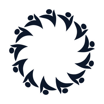 Group of Abstract Figures Forming a Circular Shape in Dark Color Scheme