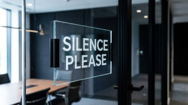 Modern Office Meeting Room Door With Silence Please Sign