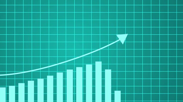 Minimal growth chart with rising bars and an upward arrow animation