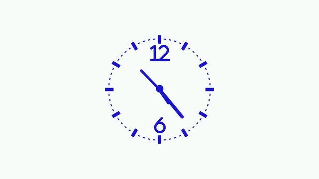 Minimal analog clock face hands and numbers showing a simple time display animation