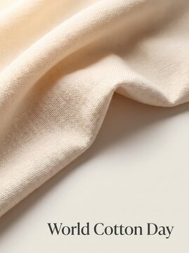 Elegant Cream Cotton Fabric Texture with Soft Folds Highlighting World Cotton Day Celebration