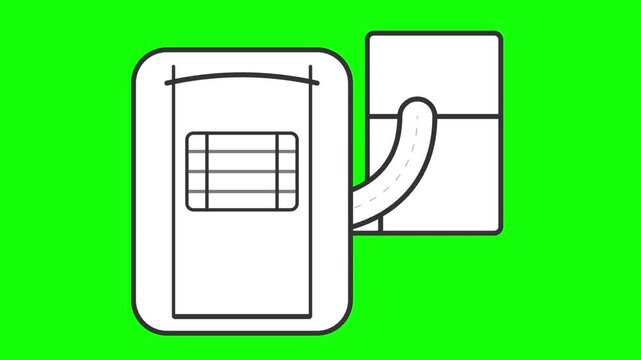 Payment terminal animation with card insertion on green screen