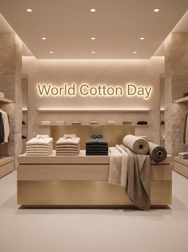 Modern boutique presentation showcasing versatile cotton goods, natural fibers, and sustainable textiles