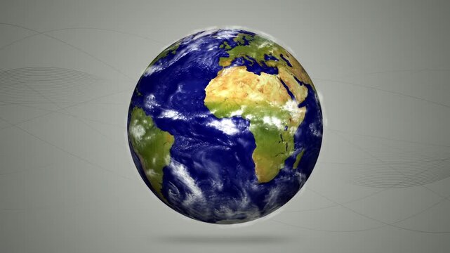 Planet rotation background on gray background, planet from space
