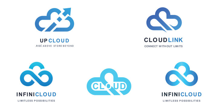 Cloud computing icon vector set logo design template.