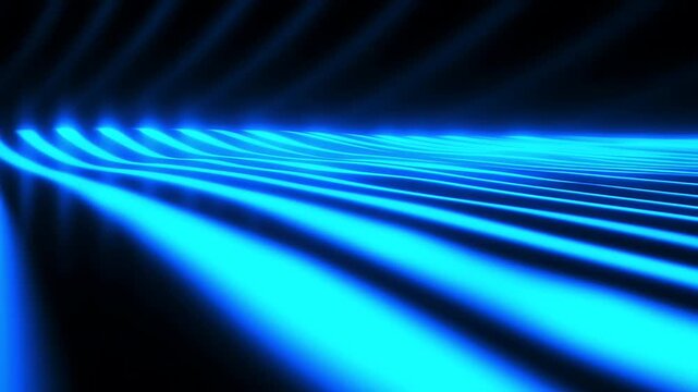 Abstract background with glowing blue light streaks and soft motion blur.