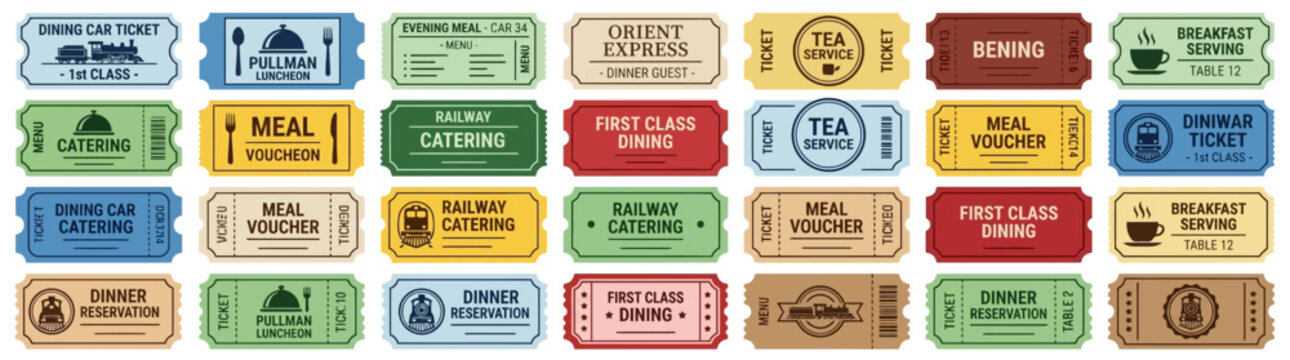 Vintage Train Tickets Collection Isolated Transparent Background
