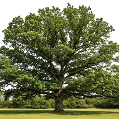 Fototapeta premium A large solitary tree standing in an open green field