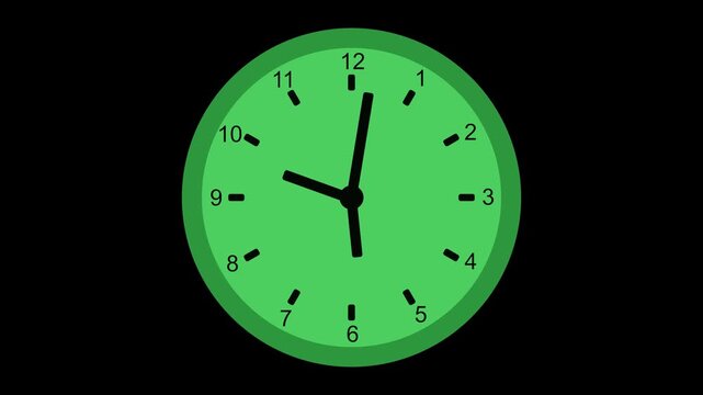Simple analog wall clock showing about ten past twelve with a clean minimal design and clear numbers animation