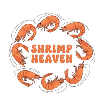 Shrimp Heaven seafood illustration with crustaceans.