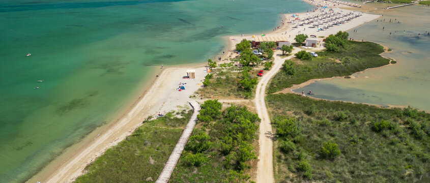 Queens Beach aerial view in Zadar, Croatia