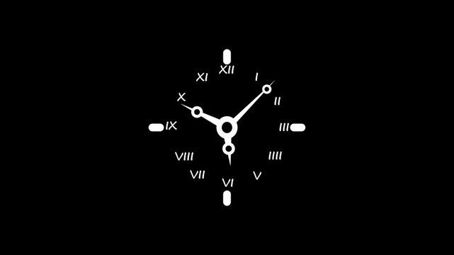Minimal analog clock face with roman numerals and hands animation