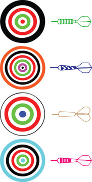Business Target and Arrow Set Vector Collection with Darts and Archery Symbols for Success Goal Marketing Competition and Accuracy Design Illustration