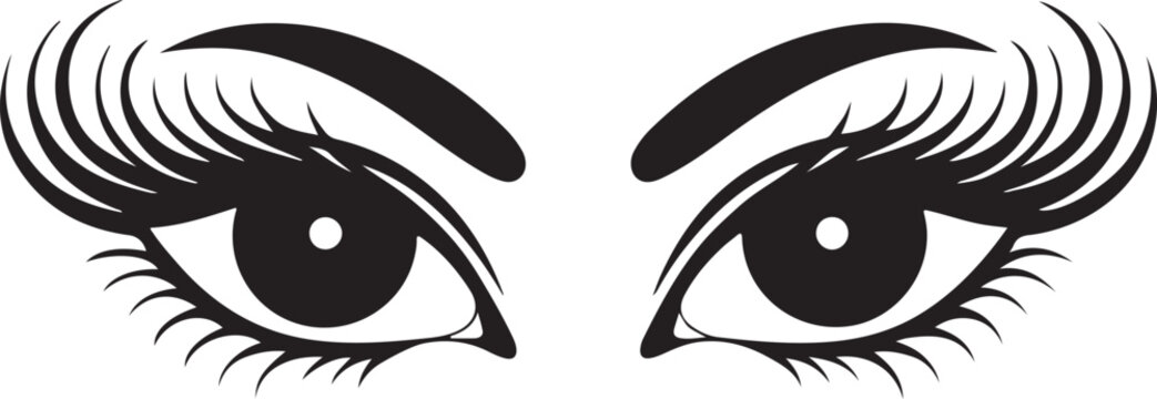 Black and White Winged Woman Mask Vector Illustration with Elegant Face Silhouette Fashion Beauty Icon and Decorative Logo Design
