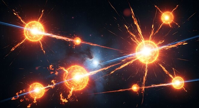 Abstract digital explosion of light and energy.