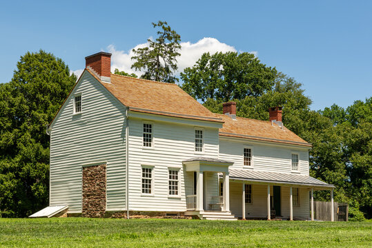 Historic Clarke House at Princeton Battlefield State Park in New Jersey, a 1772 farmhouse that served as a field hospital after the 1777 Battle of Princeton.