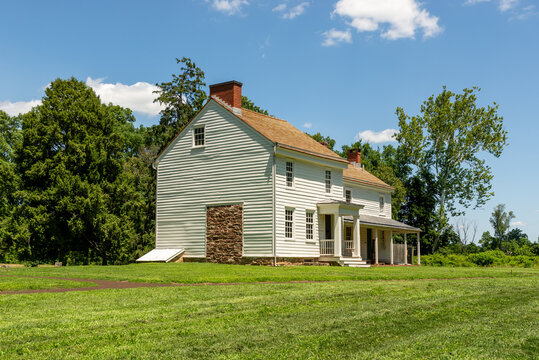 Historic Clarke House at Princeton Battlefield State Park in New Jersey, a 1772 farmhouse that served as a field hospital after the 1777 Battle of Princeton.