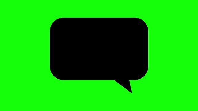 Solid Rounded Rectangular Speech Bubble Icon Animation on Green Screen Background