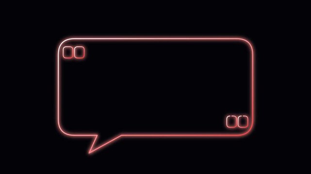 Vibrant neon pink glowing speech bubble with iconic quotation marks, perfect for text, messages, communication, and digital design concepts
