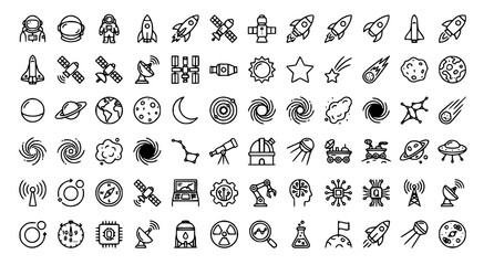 Space Exploration and Technology Thin Line Icons Editable EPS10 Vector Set © SANTONA