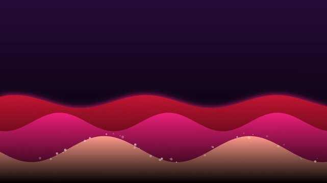 Abstract wavy background with layered red pink fluid curves dynamic dark space concept vector graphic design