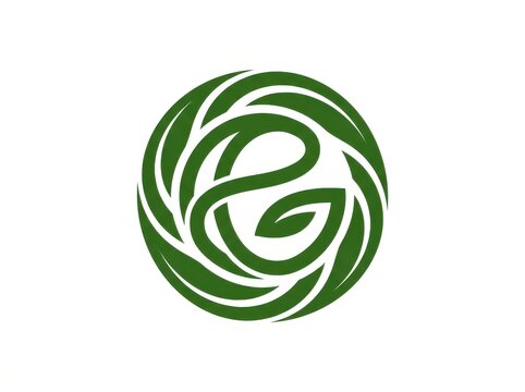 Stylish abstract leaf monogram featuring smooth green curves for sustainable design concepts