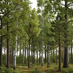Fototapeta premium A serene bamboo grove under the soft glow of sunlight