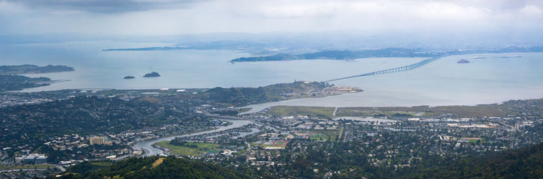 View of the Bay Area and surrounding landscape from Mount Tamalpais, California, USA