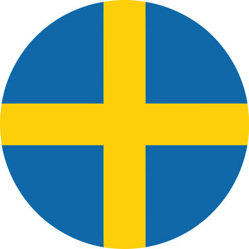 Swedish flag circle icon, blue and yellow national symbol, Sweden vector badge