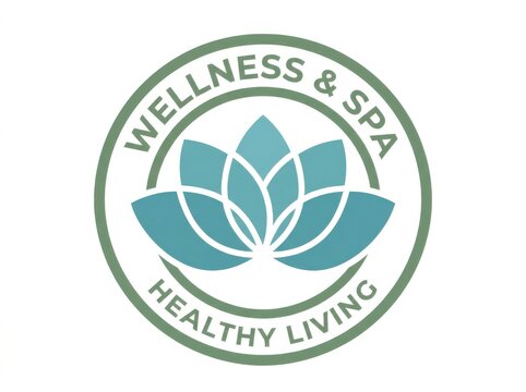 Elegant wellness logo showcasing a harmonious lotus flower with flowing organic petals