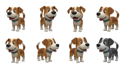 Obraz premium cartoon dogs in various poses on a white background pet related marketing childrens content or educational resources