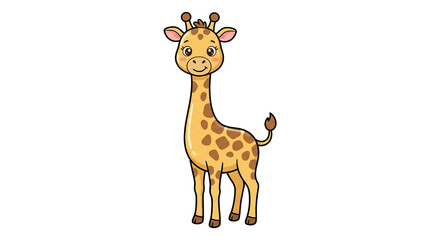 Cute Cartoon Giraffe Character Isolated