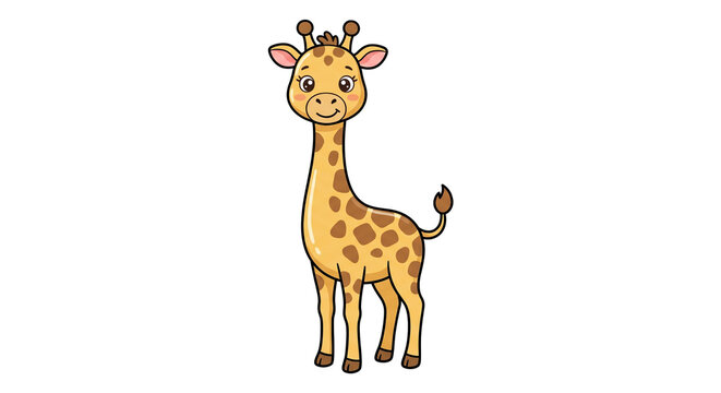 Cute Cartoon Giraffe Character Isolated