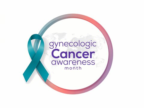 Gynecologic Cancer Awareness Month Concept with Teal Ribbon