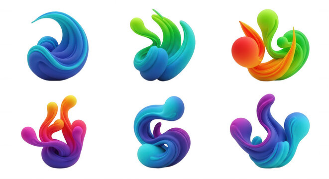 3d abstract colorful swirls against a white background illustrative design elements for graphic design web or print usage