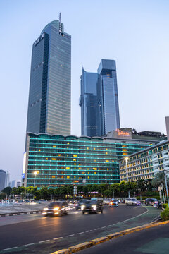 Traffic flows through the Hotel Indonesia Roundabout in Jakarta