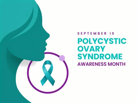 Polycystic Ovary Syndrome Awareness Month Teal Ribbon Illustration