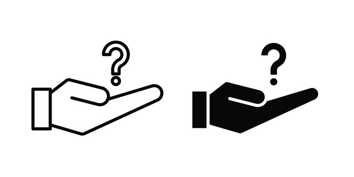 Hand holding question mark icon editable pictograms kit