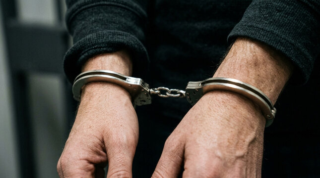 Handcuffed man, crime, justice, arrest, prison, law, security, freedom, crime scene