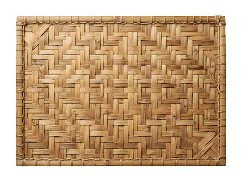Natural woven bamboo mat texture pattern isolated on transparent background