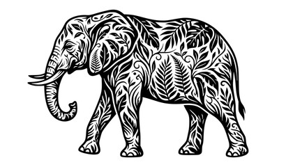 Fototapeta premium Elephant Leaf Silhouette Vector Illustration EPS10